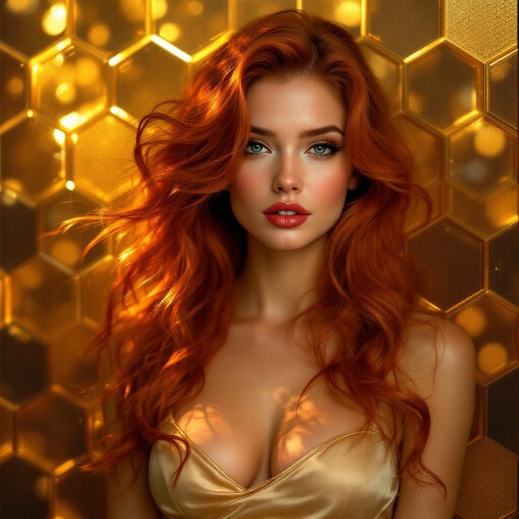 Woman in Amber Honeycomb, Art Nouveau Style