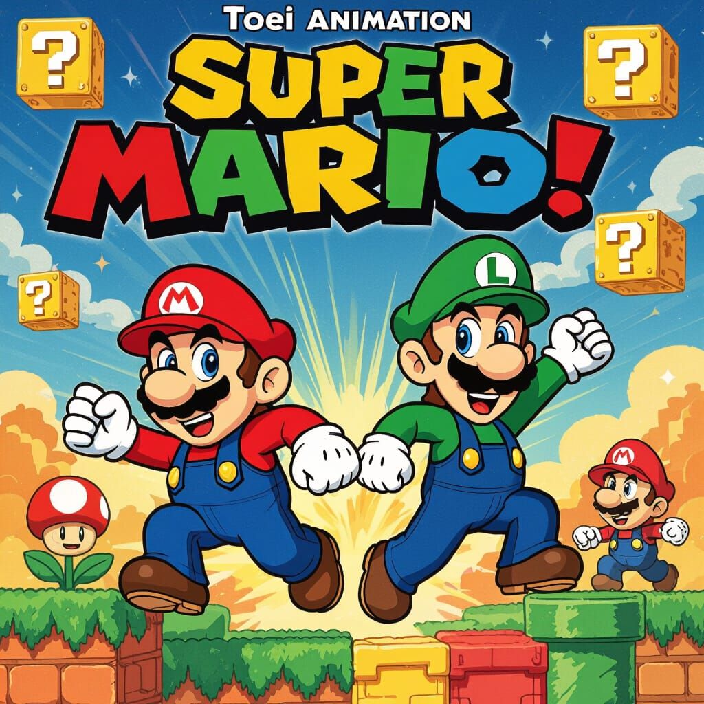 Super Mario Anime Poster in Classic 80s Style