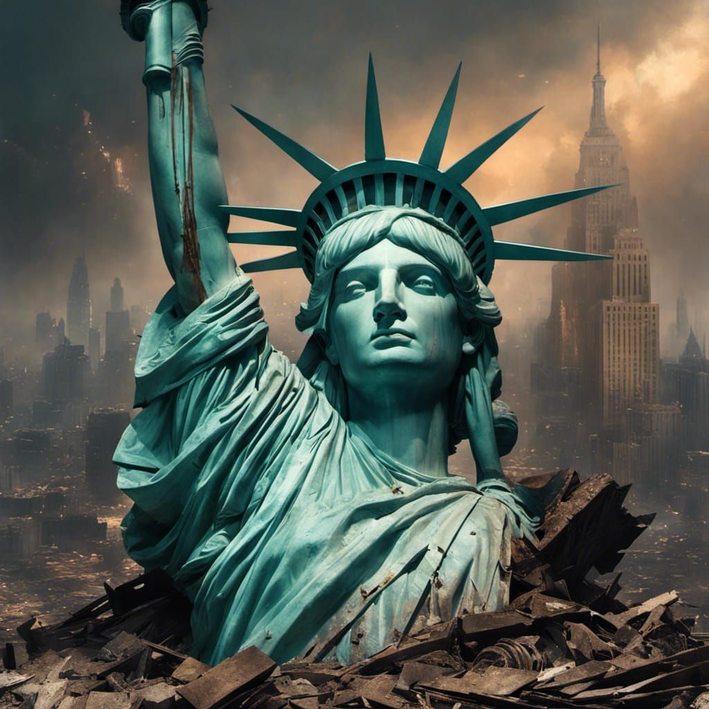 Statue of Liberty's Head in Post-Apocalyptic NYC