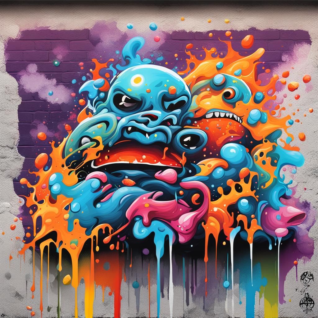 Colorful Polychromatic Graffiti Street Art