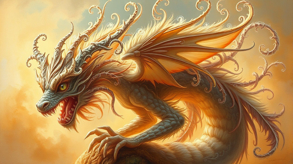 Majestic Dreamlike Creature in Golden Light