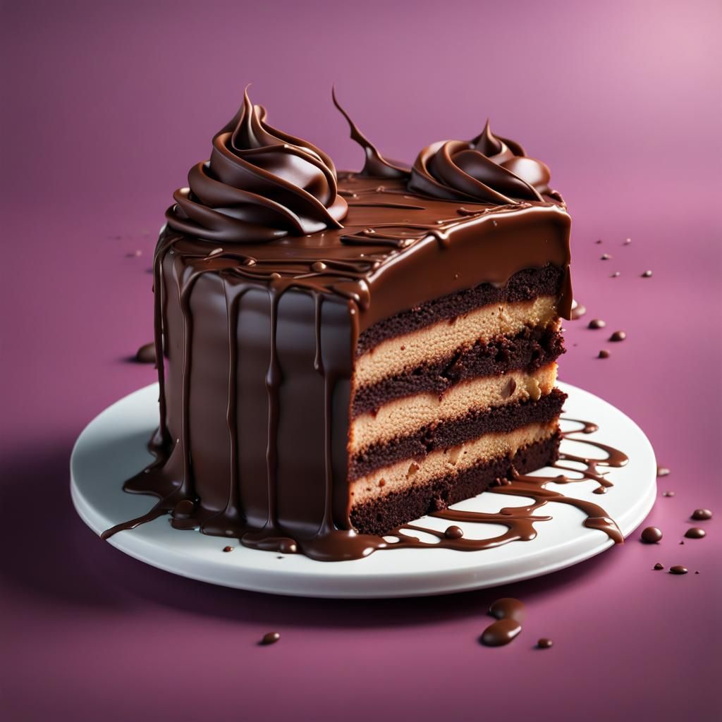 Hyperrealistic Chocolate Cake with Web Colors