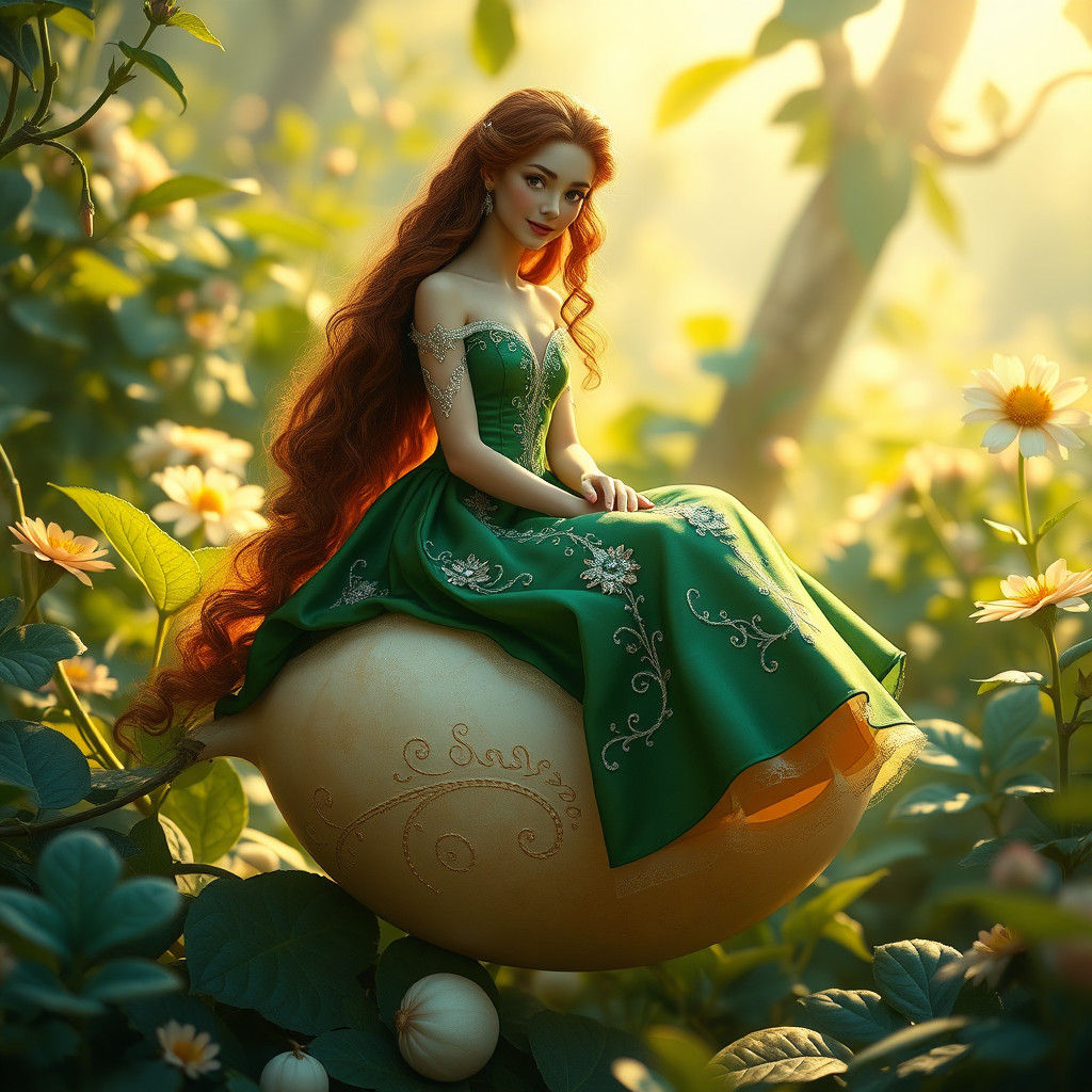 Princess and the Pea in Fantasy Garden Setting