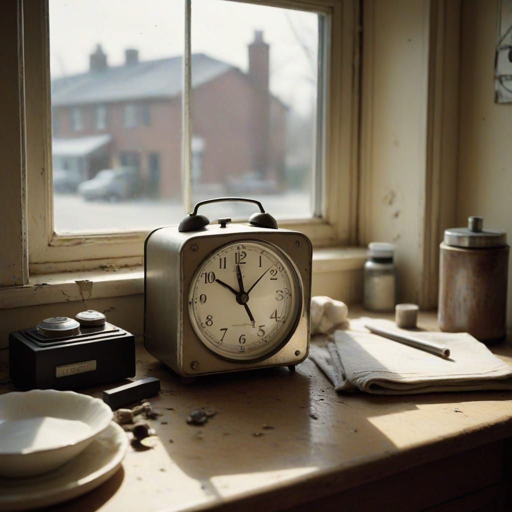 Sleepy Morning Routine in a Cluttered Bathroom
