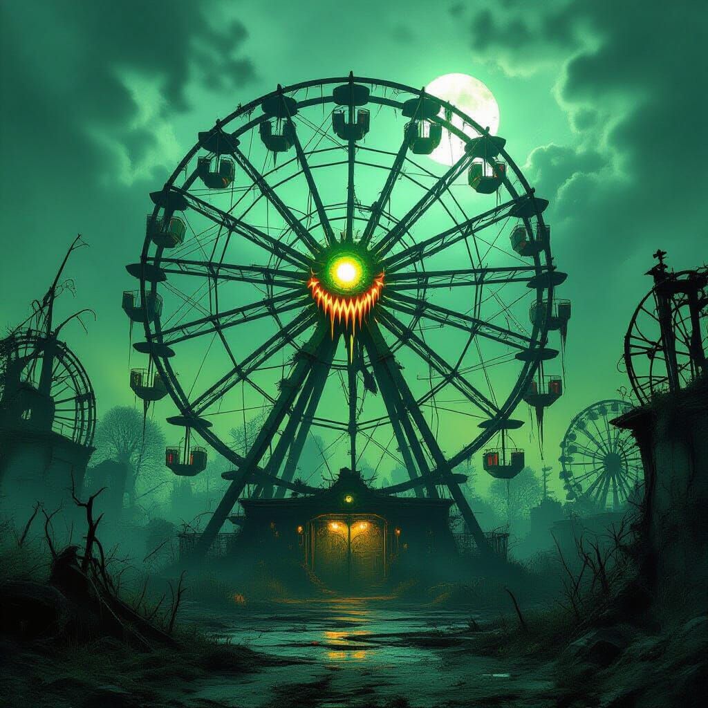Carnivorous Ferris Wheel in Post-Apocalyptic Amusement Park