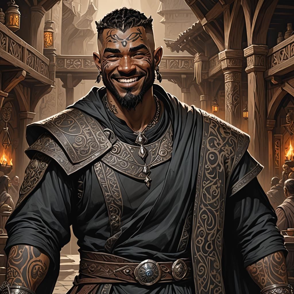 D&D Goliath in Inn: Fantasy Concept Art