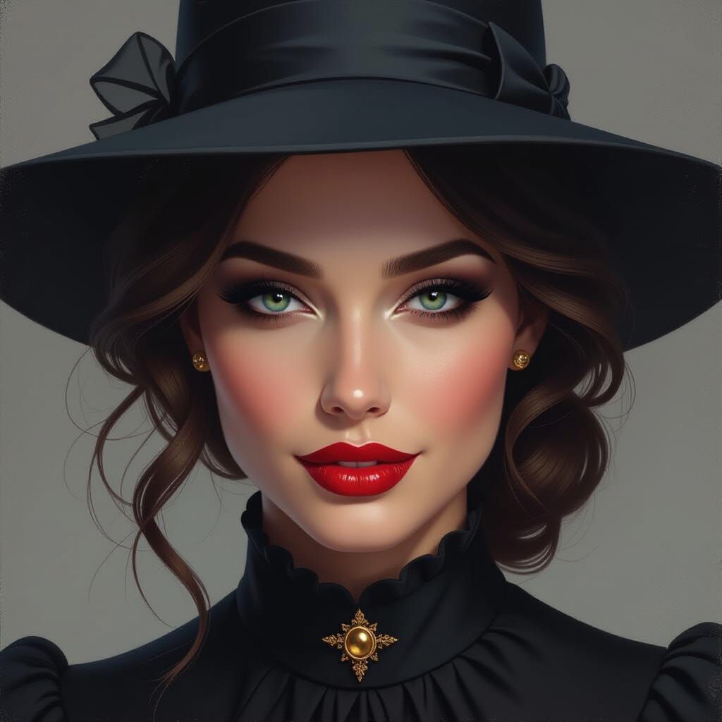 Mysterious Woman Portrait in Dramatic Oil Painting