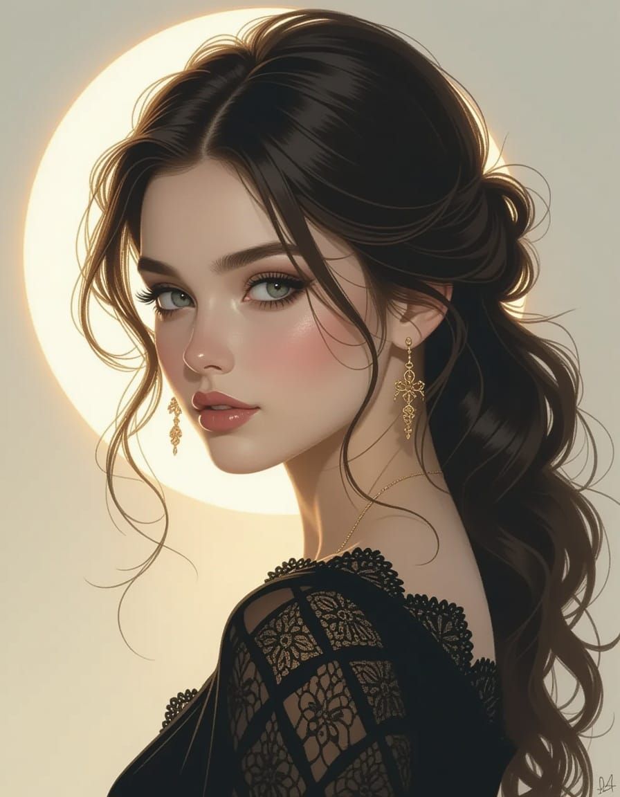 Chalk Portrait of Ethereal Girl with Luminous Glow