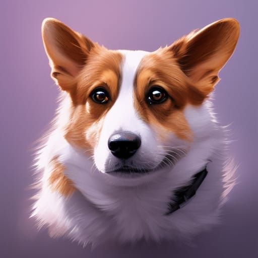 Hyperdetailed Corgi Portrait in Art Nouveau Style