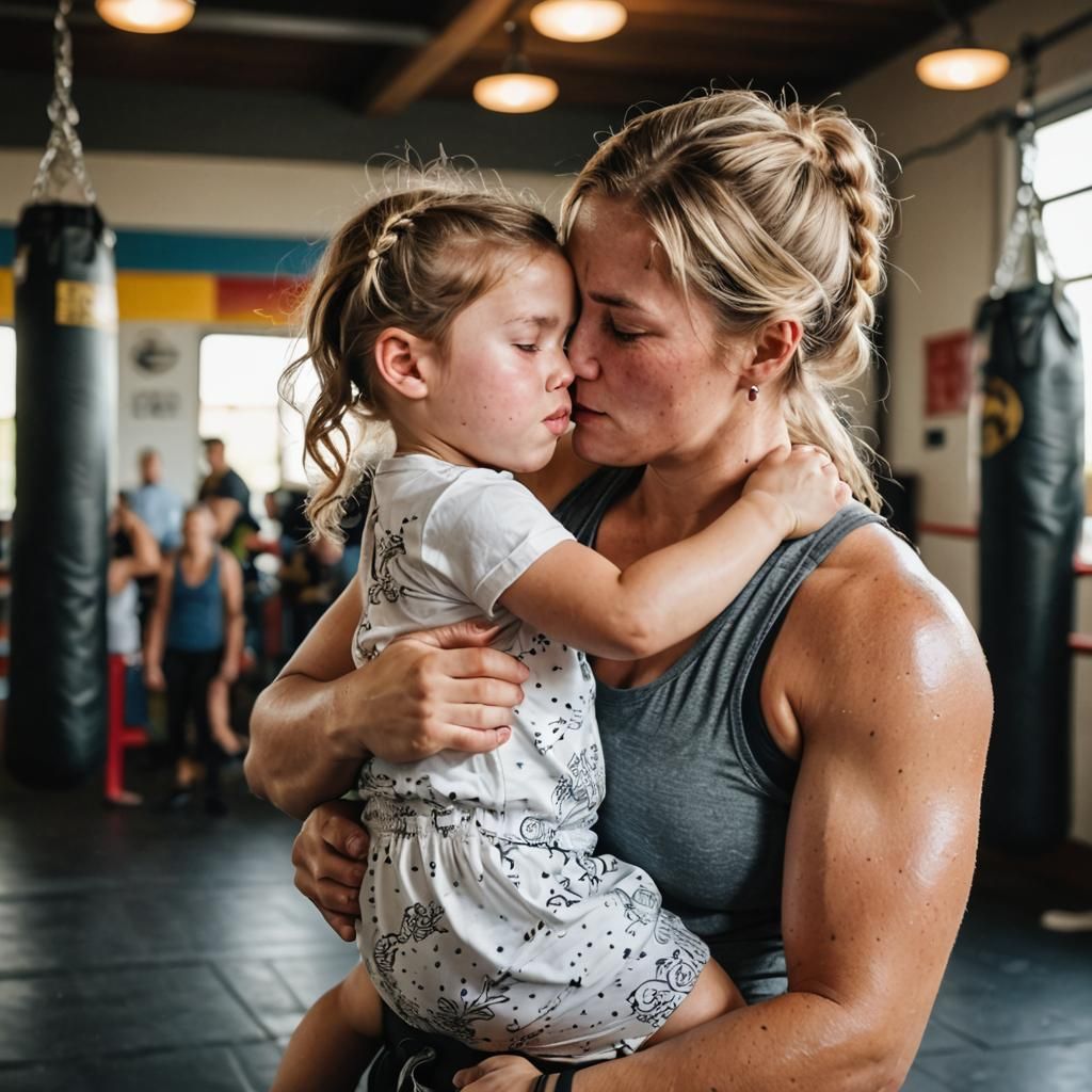 Content Kickboxer Mother and Daughter Portrait