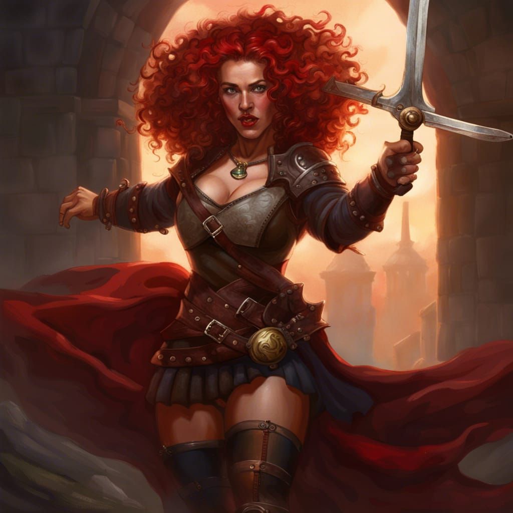 Scottish Warrior Woman with Sword and Shield