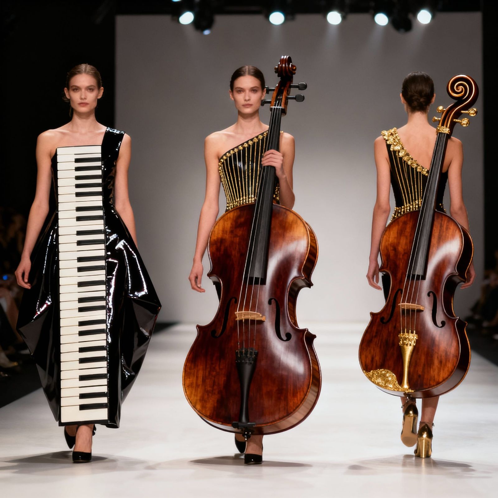 Musical Instrument Dresses on Display Ramp