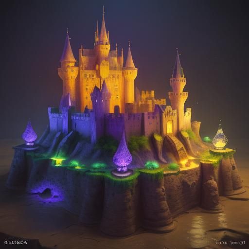 Fantasy Sandcastle Macro Photograph in Oil Painting Style