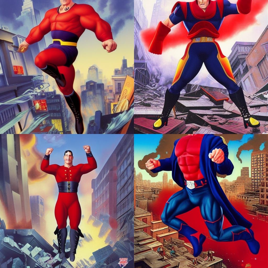 M. Bison Portrait Above Destroyed City