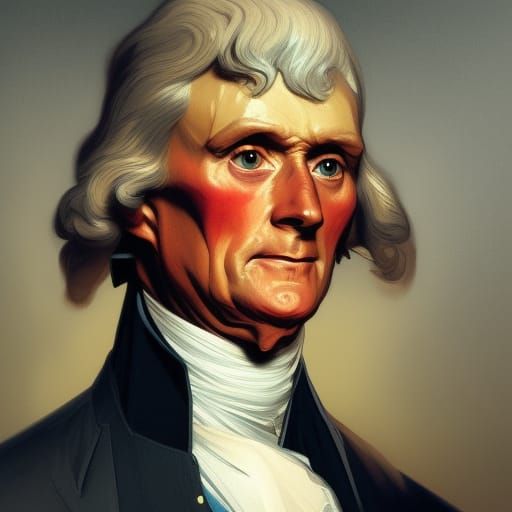 Modern Thomas Jefferson Portrait in Art Nouveau Style