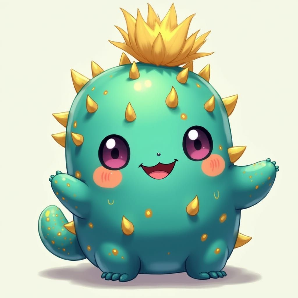Vibrant Yu-Gi-Oh! Inspired Cactus Character