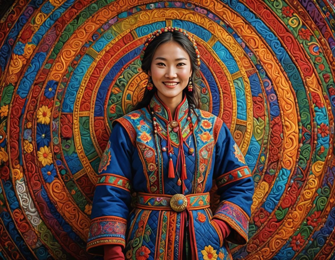 Mongolian Girl in Traditional Dress