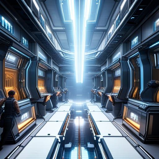 Futuristic Sci-Fi Mothership with Cryogenic Cells