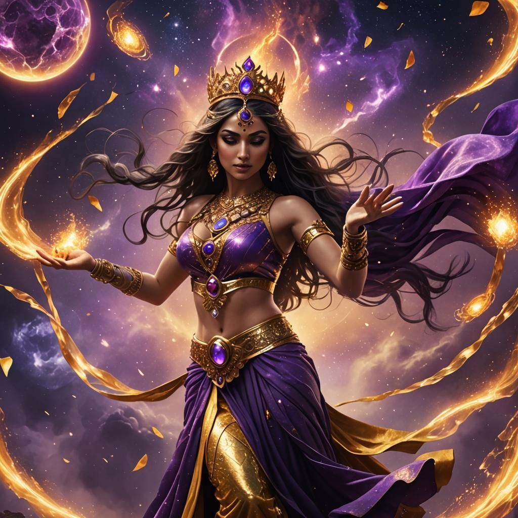 Fantasy Princess Belly Dancer Superhero in Galaxy