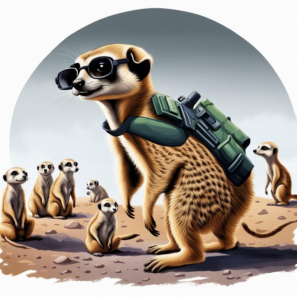 Meerkats on Alert: Storybook Illustration