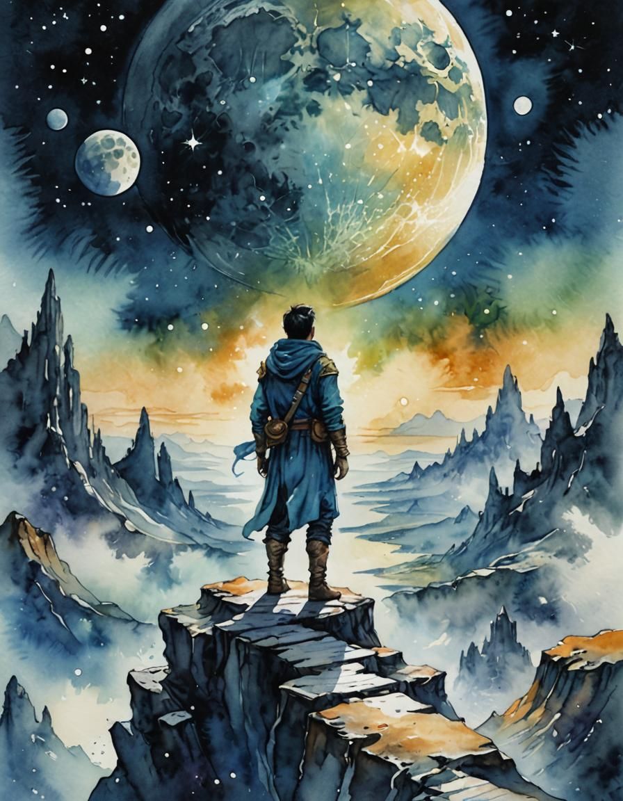 Fantasy Book Cover: Three Worlds From The Moon