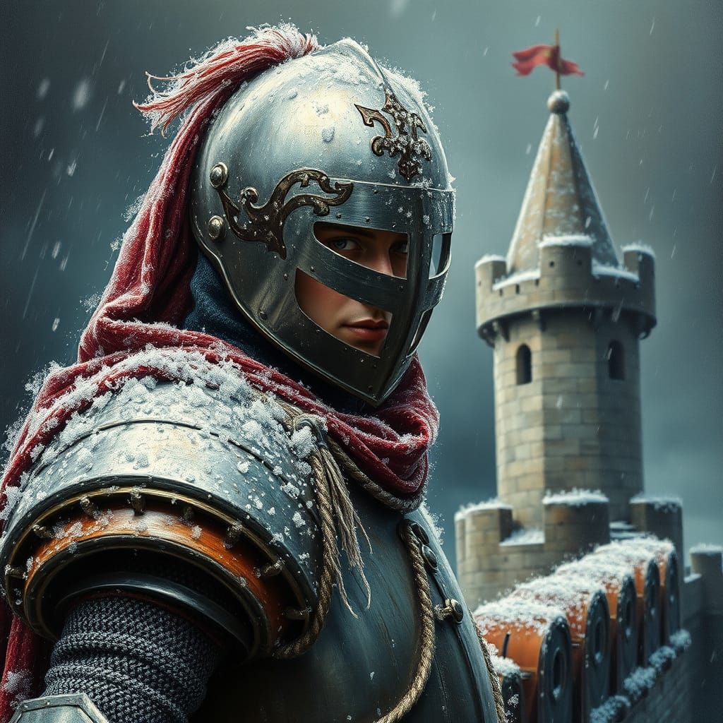 Hyperrealistic 17th Century Portrait of a Frost-Covered Knig...