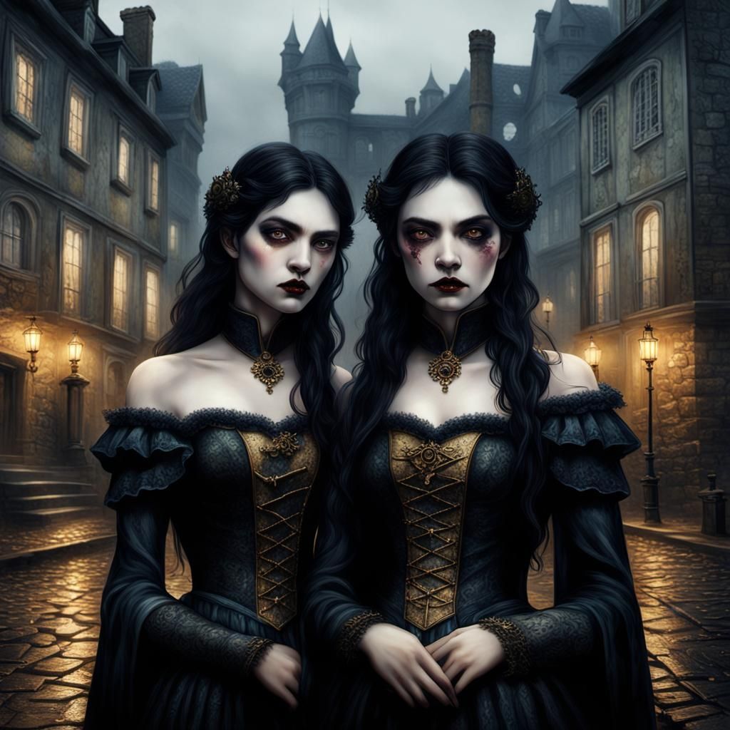 Sisters of the Night: Hyperrealistic Vampire Portrait