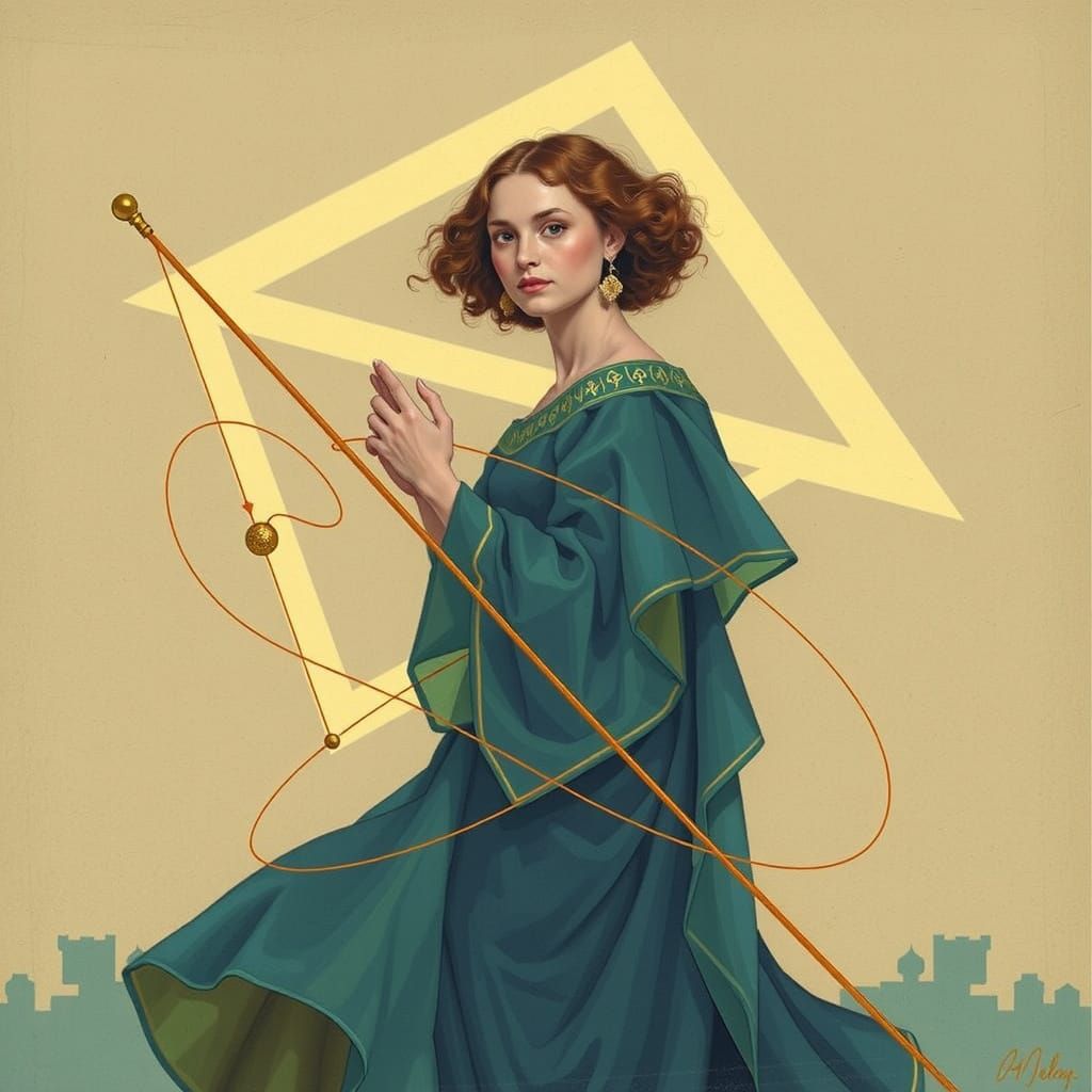 Abstract Mathematical Curves in Digital Art Style