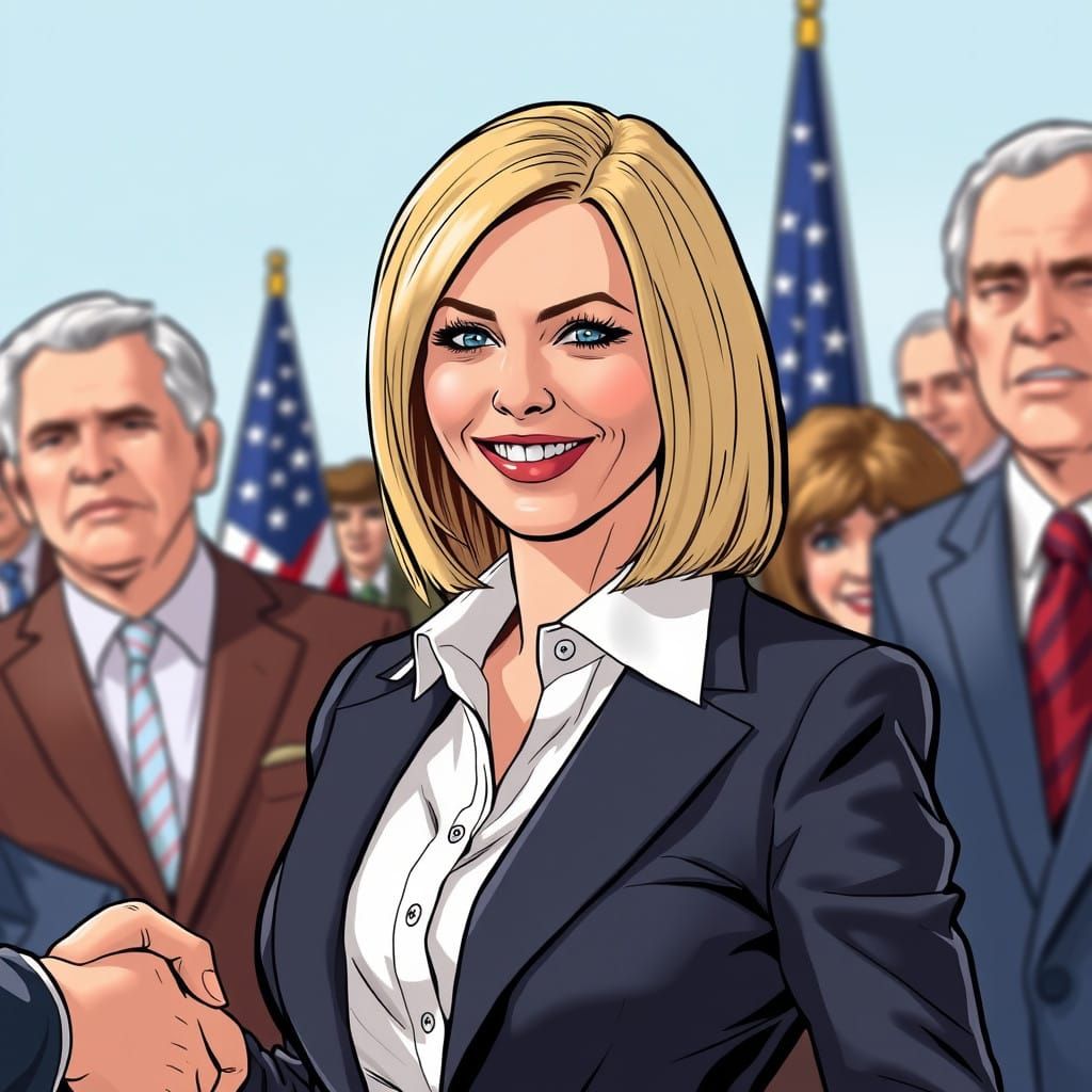 Sophisticated Politician in Dynamic Comic Book Art