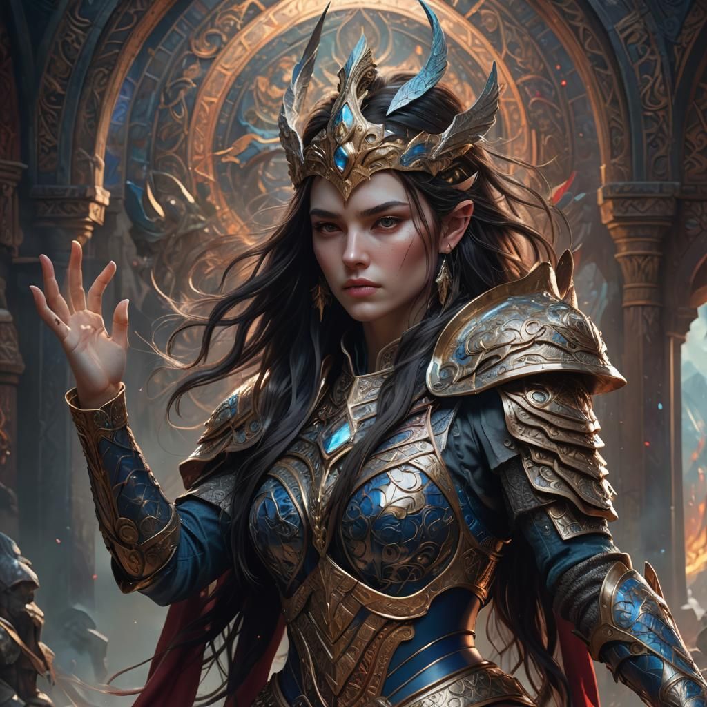 Dark Goddess Warrior in Digital Matte Painting