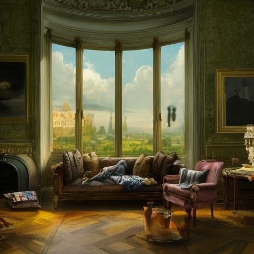 Stunning Colonial Home View from Elegant Living Room