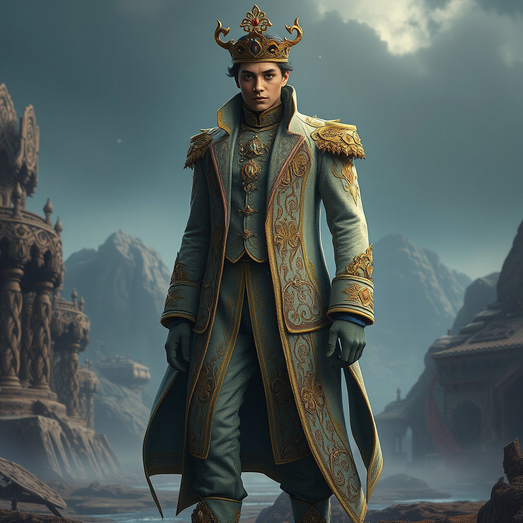 Ornate Regal Attire in a Fantasy Setting