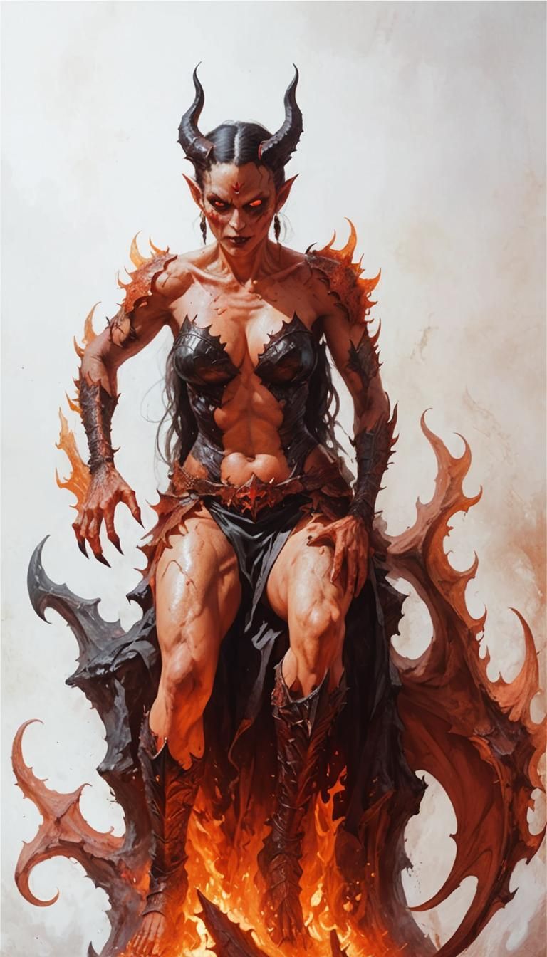 Winged Hell Demon Portrait in Dark Fantasy Art