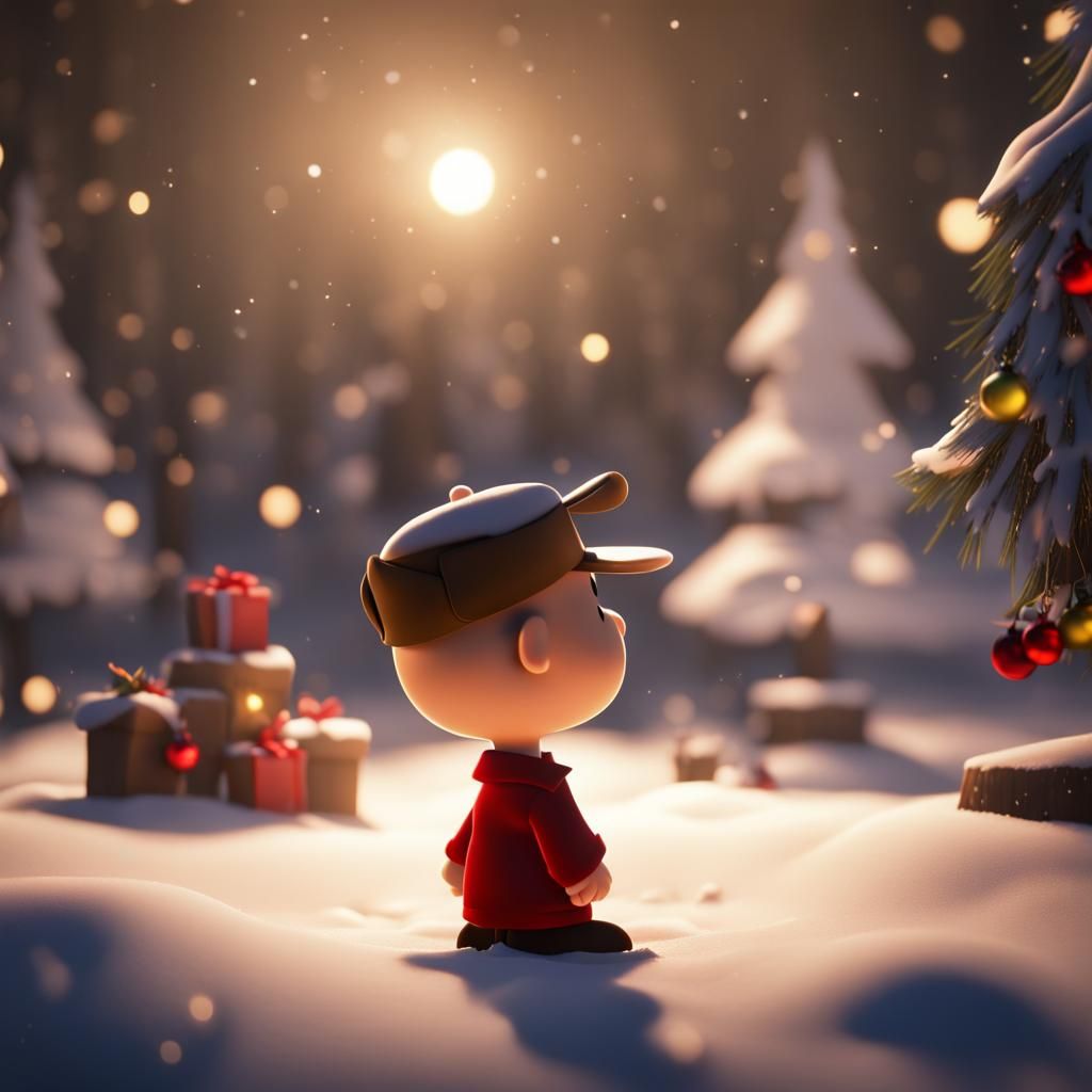 Cute Charlie Brown Christmas Scene in 3D
