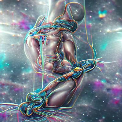 Holographic Bondage Art in Astral Cosmic Style