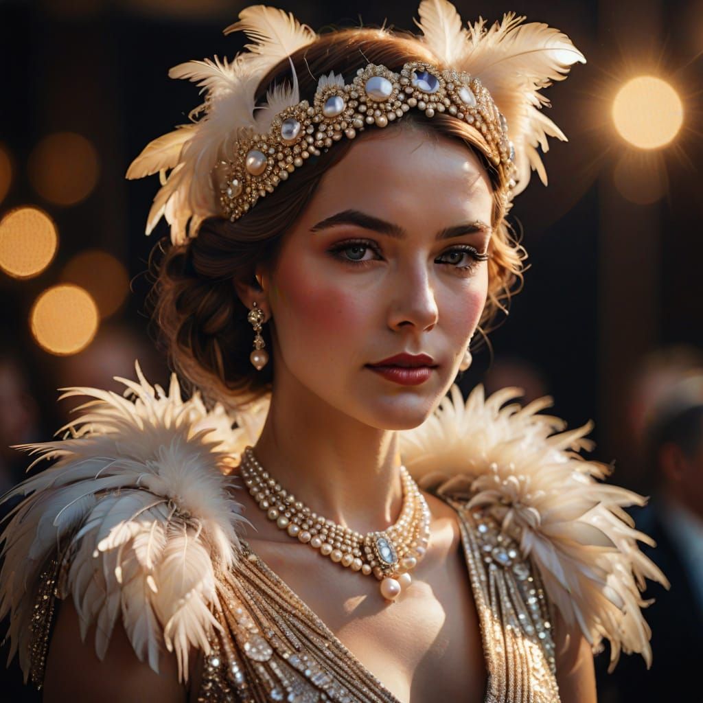 Glamorous Art Deco Portrait in Photorealistic Style