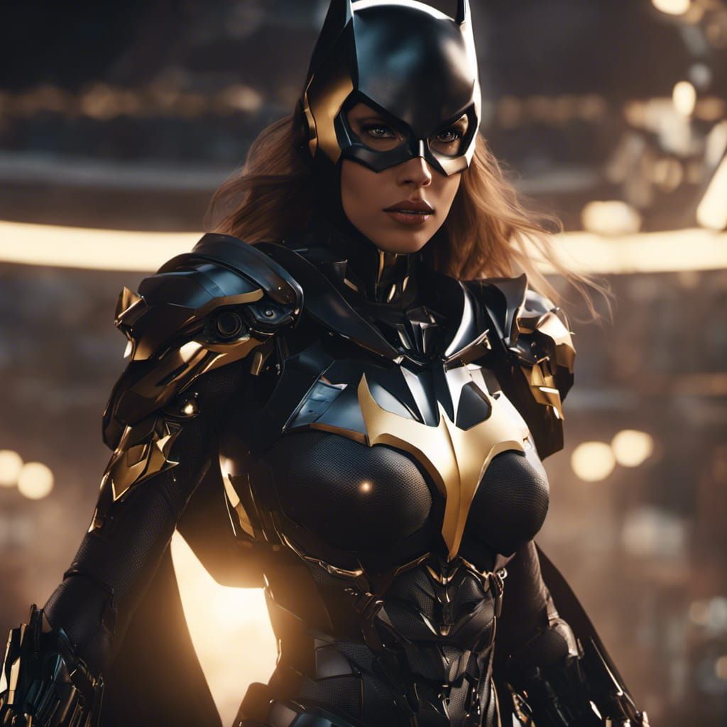 Batgirl in Battle Armor with Flowing Cape