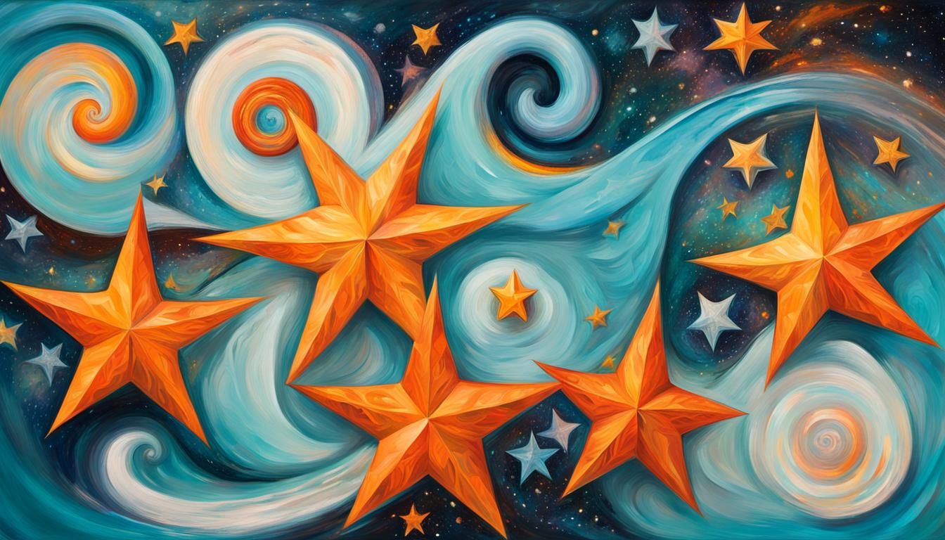 Cosmic Stars and Helical Coils in Impasto Style