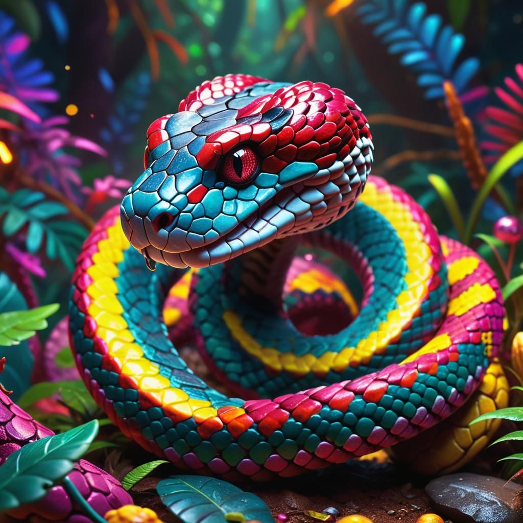 Ruby Jungle Rattlesnake: Detailed Matte Painting