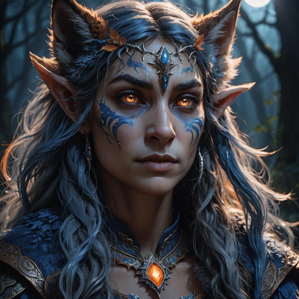 Mystical Elf Werewolf Transformation in Dark Fantasy Style