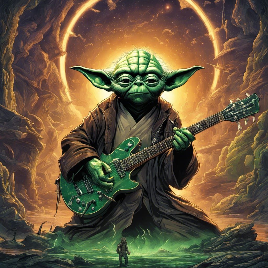 Yoda as Rock Star in Detailed Digital Art