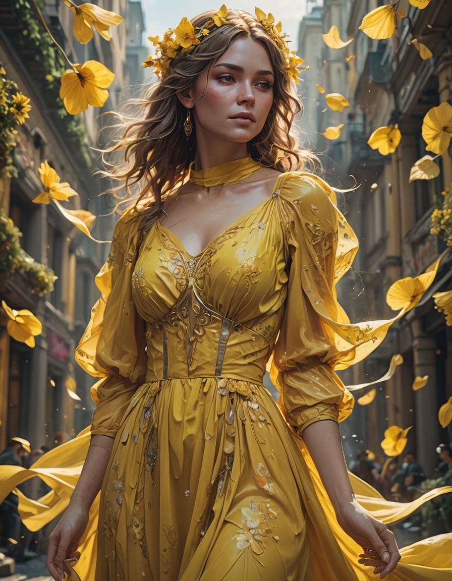 Bright yellow floaty dress
