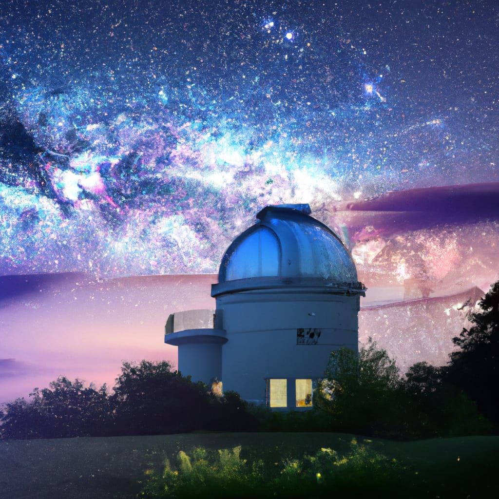 Hyperrealistic Observatory Under a Cosmic Sky