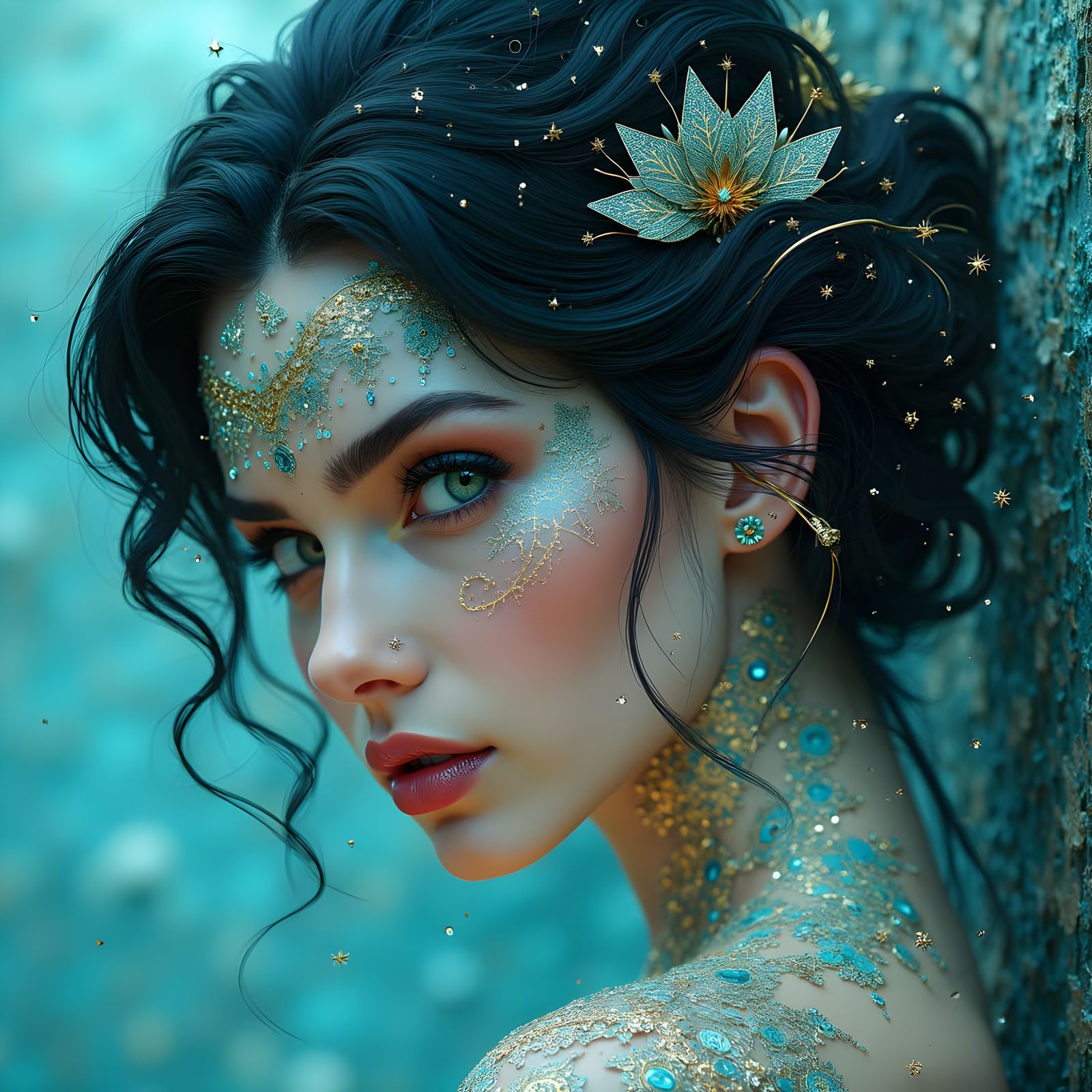 Gorgeous Princess Jasmine Portrait with Turquoise Filigree