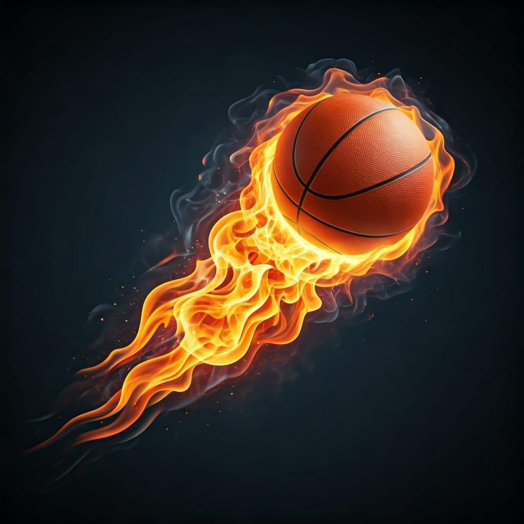 Flaming Basketball Arcing Through Ring of Fire