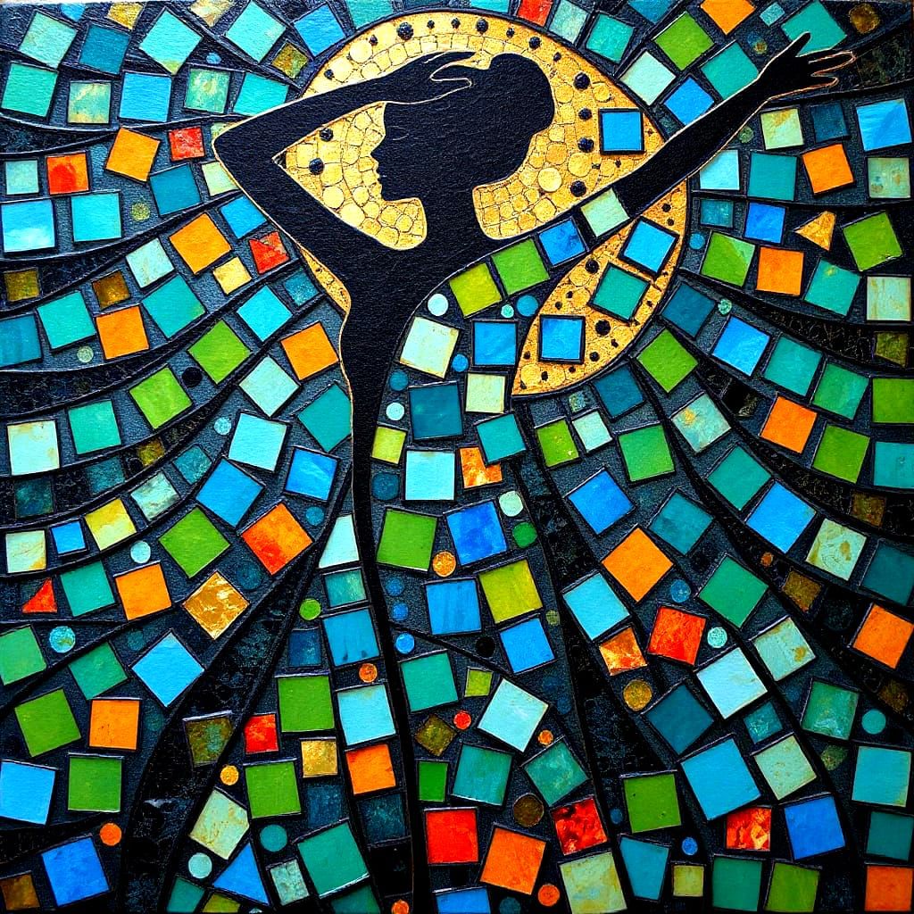 Klimt-Inspired Goddess Dances with Vibrant Colors