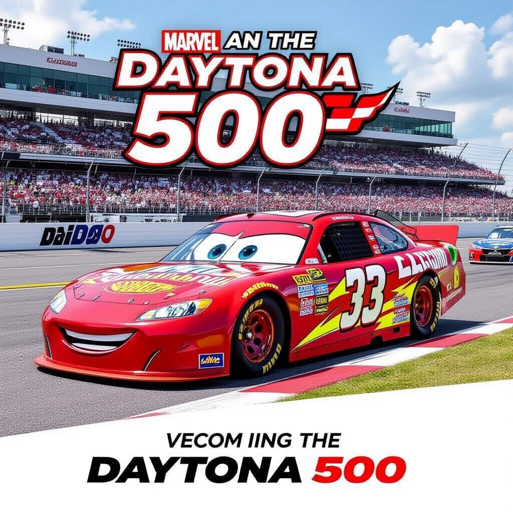 Lightning McQueen at Daytona 500 NASCAR Poster
