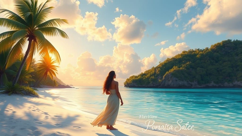 Serene Island Getaway in Impressionist Style