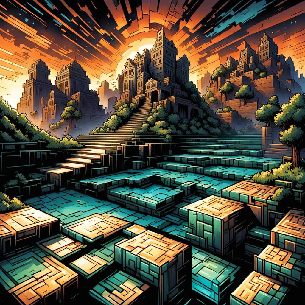 Minecraft Comic Book Art in Brooks and Mumford Style