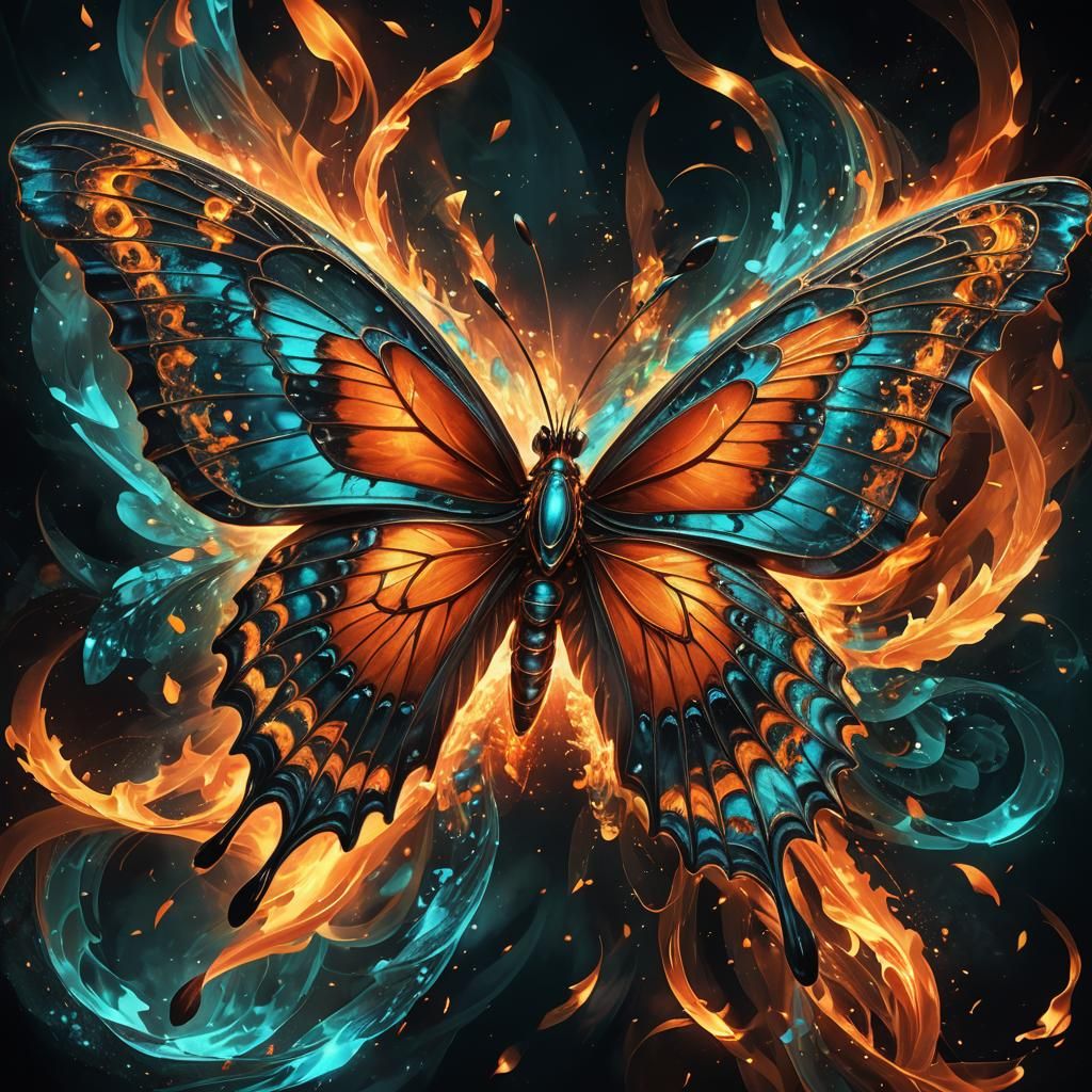 Fiery Butterfly: Detailed Fantasy Concept Art
